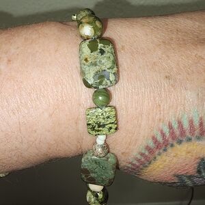 Green Rhyolite( Ocean Jasper) Stone Beaded Bracelet
